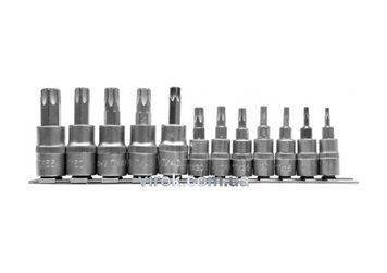 Головки торцеві з насадками YATO : "TORX" Т8-Т30,Т40- Т55, квадрат 1/4, 3/8". Набір 12 шт.