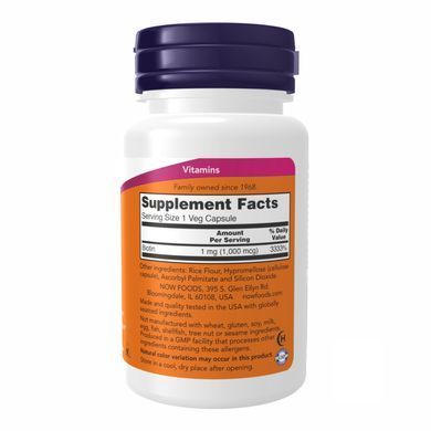 BIOTIN 1000mcg - 100 vcaps Now Foods