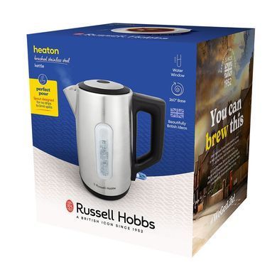 Электрочайник Russell Hobbs Heaton, 1.7л, нержавеющая сталь, серебристо-черный (382618) 27380-70 фото