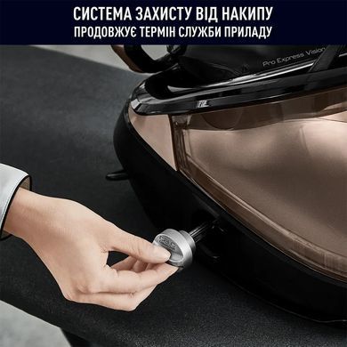 Праска-парогенератор Tefal Pro Express Vision, 3000Вт, 1200мл, паровий удар -800гр, постійна пара - 180гр, керам. підошва, чорно-золотий (388232) GV9823E1 фото