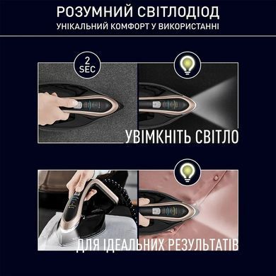 Праска-парогенератор Tefal Pro Express Vision, 3000Вт, 1200мл, паровий удар -800гр, постійна пара - 180гр, керам. підошва, чорно-золотий (388232) GV9823E1 фото