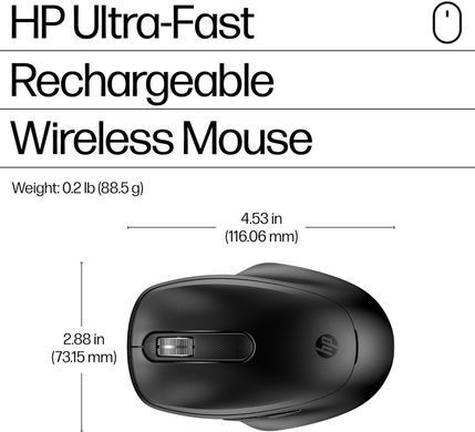 HP Миша 510 Ultra-Fast Rechargeable, USB-A/WL, чорний (382820) 9C2F6AA фото