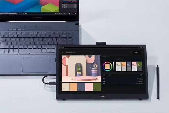 ASUS Монітор портативний 15.6" ProArt PA169CDV HDMI, 2xUSB-C, MM, IPS, 3840x2160, 10ms, Touch, sRGB 100%, Stylus (372202) 90LM0711-B01I70 фото