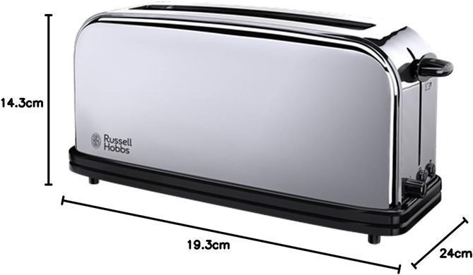 Тостер Russell Hobbs Chester, 1000Вт, металл, длинные слоты, серебристый 23510-56 фото
