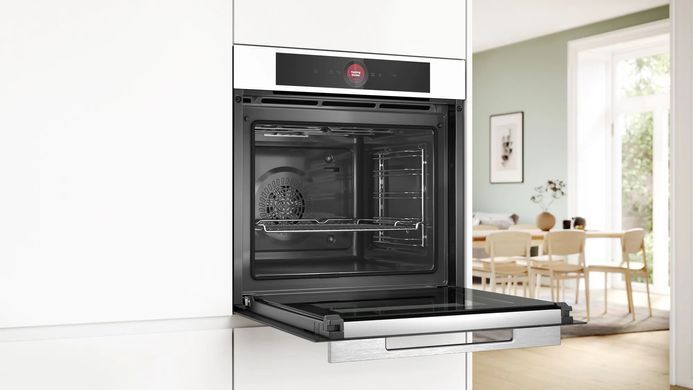 Bosch Духовой шкаф электрический, 71л, A+, дисплей, конвекция, пиролиз, белый HBG7741W1 фото