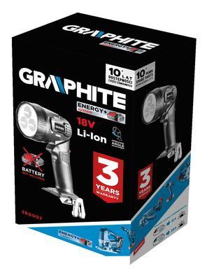 Фонарь аккумуляторный GRAPHITE 58G012, 18 В Li-Ion, 260 лм, без АКБ и зарядки, с шарниром и крючком 58G007 фото