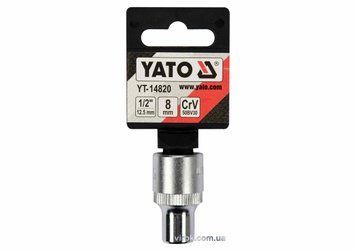 Головка торцева YATO : квадрат 1/2", SPLINE M8 мм, L= 38 мм. CrV