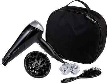 Remington Фен STYLE EDITION, 2200Вт, 3 режими, іоніз-я, хол. обдув, дифузор, гребінець, резинка, кейс, чорно-сірий (371110) D3171GP фото