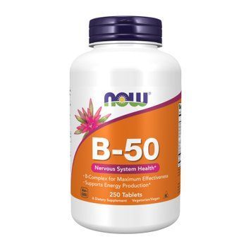 Витамины группы В-50, B-50, Now Foods, комплекс, 250 вегетарианских капсул