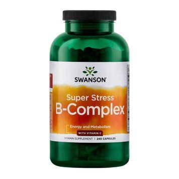 Витамины группы В с витамином C Swanson, Super Stress B-Complex 240 капсул