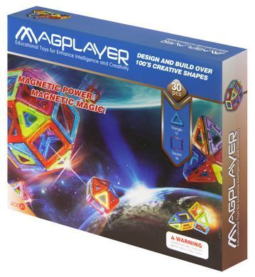Конструктор Magplayer магнітний набір 30ел (277842) MPB-30 фото