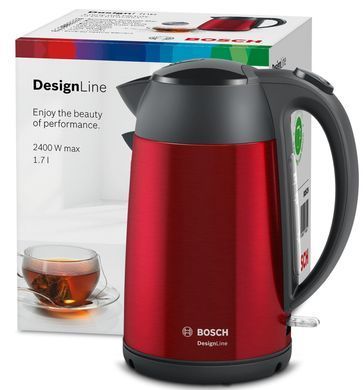 Електрочайник Bosch 1.7л, метал, червоний (361470) TWK3P424 фото