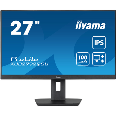 27" 16:9 IPS РК монітор, 2560х1440, 0.4 мс (MPRT), 100 Гц, FreeSync, 1xHDMI/1xDP/4xUSB 3.2, SP 2x2 В IIYAMA XUB2792QSU-B6 3722956 фото