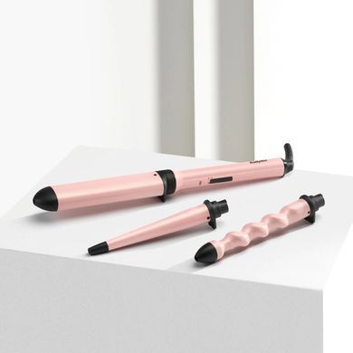 Мультистайлер Babyliss Curl & Wave Trio Styler, 58Вт, темп.режимов-2, 180&deg;C, 210&deg;C , термо коврик, перчатка , керамика, черно-розовый MS750E фото