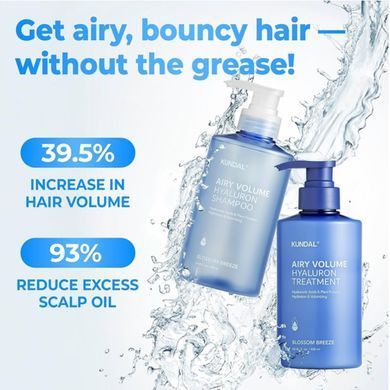 Набір засобів по догляду за волоссям Kundal Airy Volume Hyaluron Edition Set Blossom Breeze 300ml*2ea