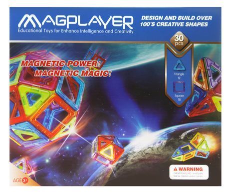 Конструктор Magplayer магнітний набір 30ел (277842) MPB-30 фото