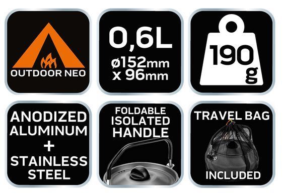 Чайник туристический Neo Tools 0.8 л Grey (63-147)