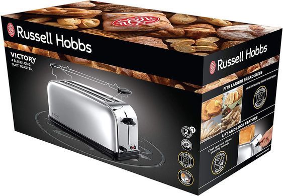 Тостер Russell Hobbs Chester, 1600Вт, металл, длинные слоты на 4 тоста, серебристый 23520-56 фото