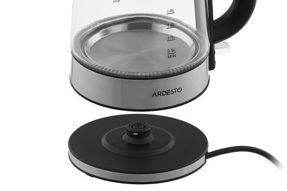 Електрочайник ARDESTO 1.7л, Strix, скло, сріблясто-чорний (313709) EKL-F200 фото