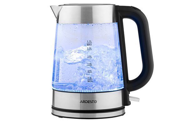 Електрочайник ARDESTO 1.7л, Strix, скло, сріблясто-чорний (313709) EKL-F200 фото