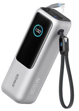 Портативное зарядное устройство Anker 25000 mAh 165W PD Built-In Double USB-C Cables Silver (7160683)
