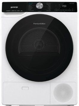 Gorenje Сушильная машина тепловой насос, 9кг, A++, 60см, дисплей, 15 программ, подсветка барабана, белый DNS92 фото