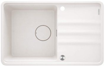 Мийка кухонна Deante Momi, граніт, прямокут., з крилом, 780х500х230мм, чаша - 1, врізна, алебастр + кухонна дошка (370284)