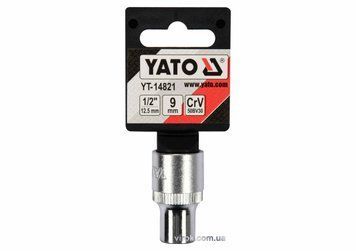 Головка торцева YATO : квадрат 1/2", SPLINE M9 мм, L= 38 мм. CrV