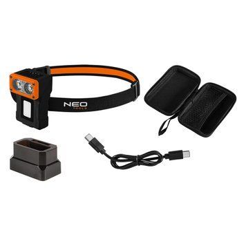 Аккумуляторный налобный фонарь 500 лм с базой NEO TOOLS 99-127, USB-C, датчик движения 99-127 фото