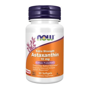 Астаксантин Now Foods Astaxanthin Extra Strength 10 mg 30 М&rsquo;яких Капсул