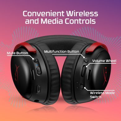 Гарнітура ігрова HyperX Cloud III S, WL/USB-A/USB-C, чорно-червоний (393125) A59Z0AA фото
