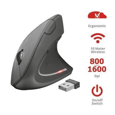 Trust Мышь Verto Ergonomic WL BLACk 22879_TRUST фото