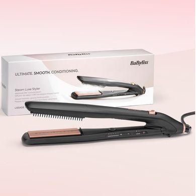 Випрямитель Babyliss Steam Lux Styler, 56Вт, темп.режимов-5, 170-210 &deg;C, термо коврик, керамика, черный ST596E фото
