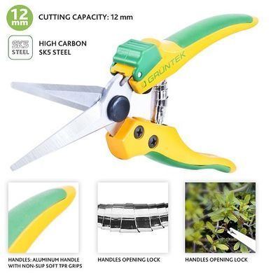 Секатор GRUNTEK Colibri Long 195 мм рез 12мм 295170200 фото