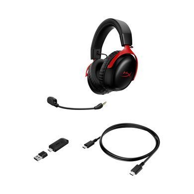 Гарнітура ігрова HyperX Cloud III S, WL/USB-A/USB-C, чорно-червоний (393125) A59Z0AA фото