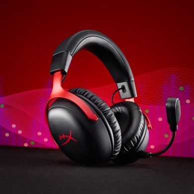 Гарнітура ігрова HyperX Cloud III S, WL/USB-A/USB-C, чорно-червоний (393125) A59Z0AA фото