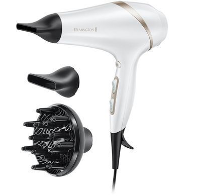 Remington Фен HydraLuxe, 2300Вт, 3 режими, дифузор, іоніз-я, хол. обдув, білий (332900) AC8901 фото