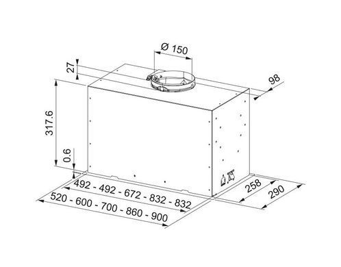 Franke Витяжка вбудовувана, 52см, 1250м.куб/год, Box Flush Basic FBFE BK A52, чорний (385627) 305.0729.555 фото