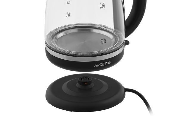 Електрочайник ARDESTO EKL-F100 1.7л/2150Вт/strix контроль/корпус скло/чорний (313710) EKL-F100 фото