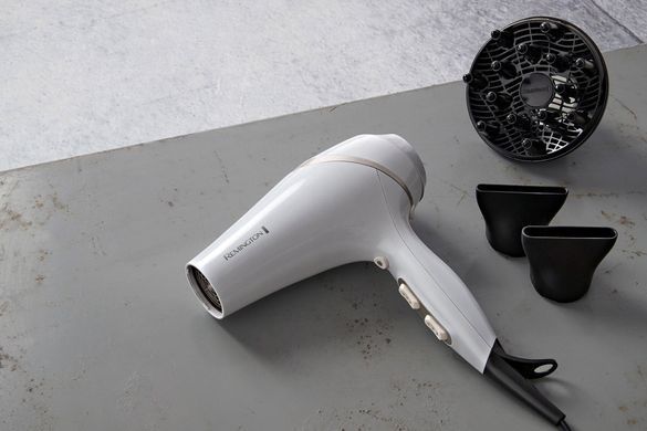 Remington Фен HydraLuxe, 2300Вт, 3 режими, дифузор, іоніз-я, хол. обдув, білий (332900) AC8901 фото
