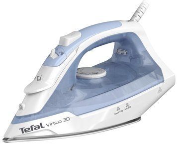 Tefal Праска Virtuo 30, 2000Вт, 240мл, паровий удар -120гр, постійна пара - 27гр, керам. підошва, біло-блакитний (382835) FV2C41E0 фото