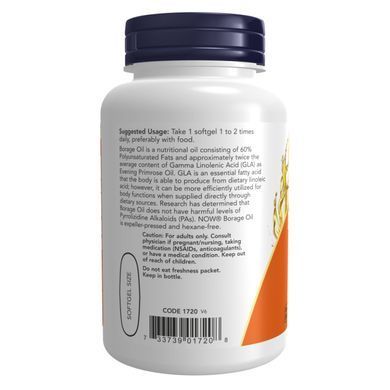 Borage Oil 1000mg - 60 sgels Now Foods