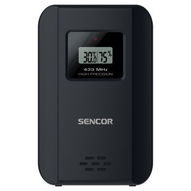 Метеостанція Sencor, внутр/зовн вимірювання, від мережі/AAAх3+AAx2, темп-ра, вологість, час, прогноз погоди, атмосферний тиск, чорний (380863)