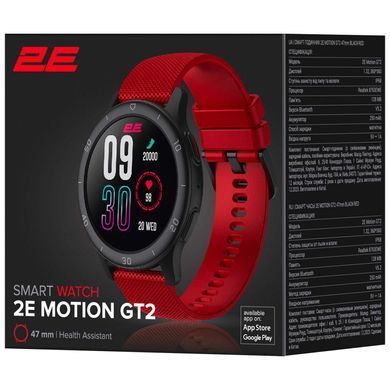 2E Смарт-годинник Motion GT2 47мм, 1.32", 360x360, BT 5.2, Чорно-червоний (373826) 2E-CWW21BKRD фото