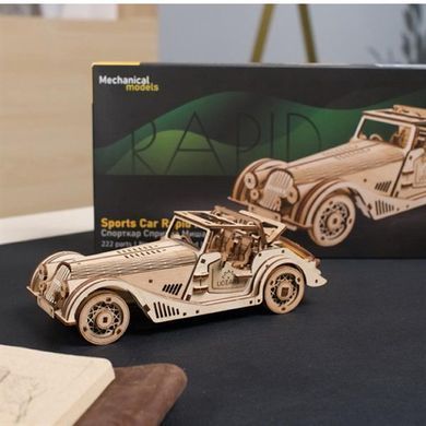 Дерев'яний механічний 3D конструктор Ugears Спорткар Спритна миша (70202) dt_93667 фото