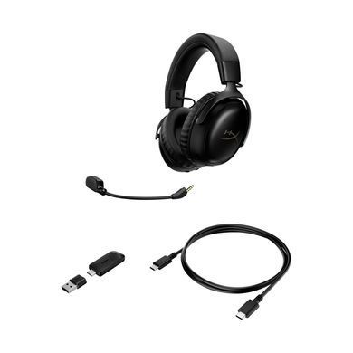 Гарнітура ігрова HyperX Cloud III S, WL/USB-A/USB-C, чорний (393127) A59YZAA фото