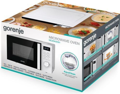 Мікрохвильова піч Gorenje, 20л, електр. керув., 800Вт, дисплей, білий (375228) MO20A3WH фото