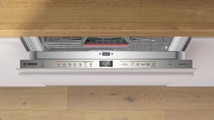 Bosch Посудомийна машина вбудована, 13компл., A++, 60см, дисплей, 3й кошик, теплообмінник, i-Dos, білий (379601) SMV6EMX75Q фото