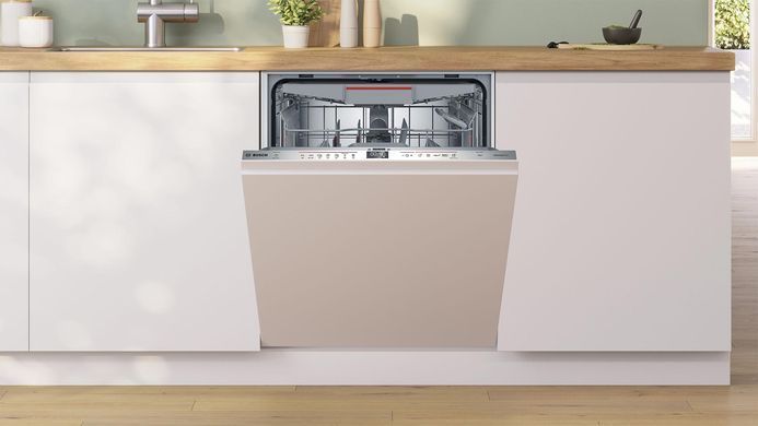 Bosch Посудомийна машина вбудована, 13компл., A++, 60см, дисплей, 3й кошик, теплообмінник, i-Dos, білий (379601) SMV6EMX75Q фото