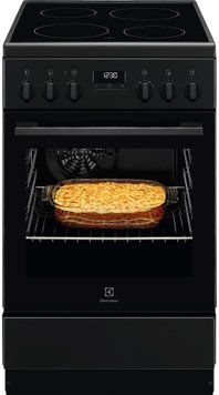 Electrolux Плита электрическая стеклокерамическая, 57л, 50x60см, дисплей, конвекция, черный мат. LKR520275K фото